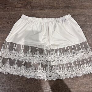 White Lace Trim Skirt